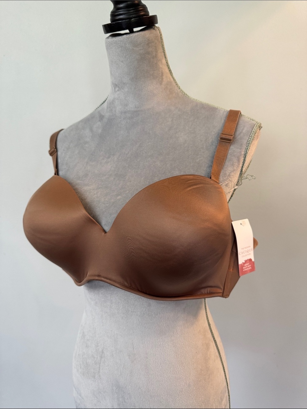 Cacique Smooth Molded Brown Strapless convertible Bra NEW 42D